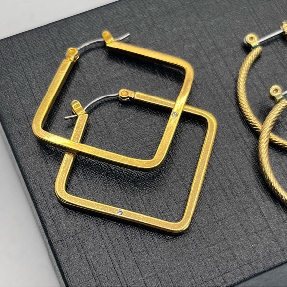 Golden Hoop Earring Lot Bundle 3 pairs - Picture 5 of 6